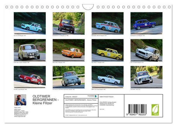 Produktbild: OLDTIMER BERGRENNEN - Kleine Flitzer (Wandkalender 2026 DIN A4 quer), CALVENDO Monatskalender