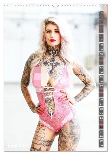 Produktbild: Beauty Tattoo Girls 2026 (Wandkalender 2026 DIN A3 hoch), CALVENDO Monatskalender