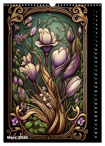 Produktbild: Jugendstil Blumen (Wandkalender 2026 DIN A3 hoch), CALVENDO Monatskalender