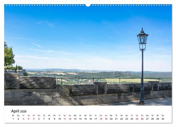Produktbild: Bergfestung K&ouml;nigstein (Wandkalender 2026 DIN A2 quer), CALVENDO Monatskalender