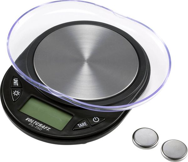 Produktbild: VOLTCRAFT PS-750 Pr&auml;zisionswaage W&auml;gebereich (max.) 750 g Ablesbarkeit 0.1 g batteriebetrieben Schwarz