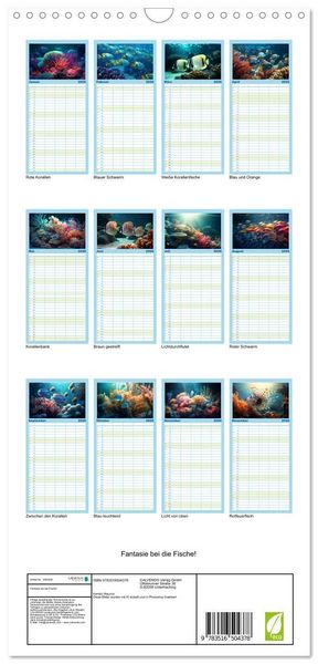 Produktbild: Familienplaner 2026 - Fantasie bei die Fische! mit 5 Spalten (Wandkalender, 21 x 45 cm) CALVENDO