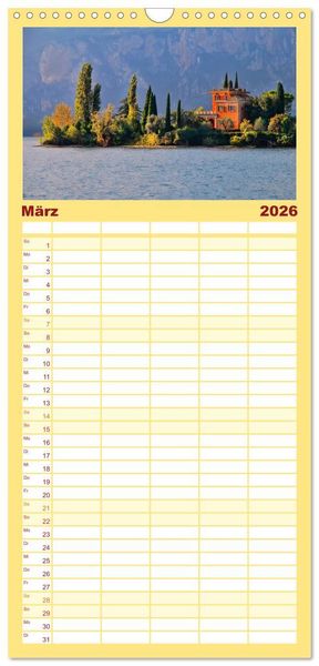Produktbild: Familienplaner 2026 - Malcesine und Sirmione, Sch&ouml;nheiten am Gardasee mit 5 Spalten (Wandkalender, 21 x 45 cm) CALVENDO