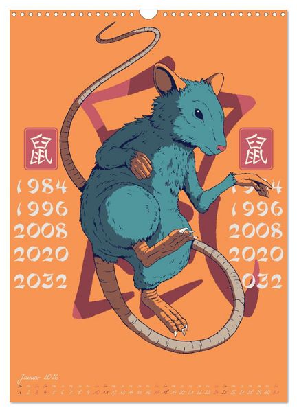 Produktbild: Chinesische Tierkreiszeichen (Wandkalender 2026 DIN A3 hoch), CALVENDO Monatskalender