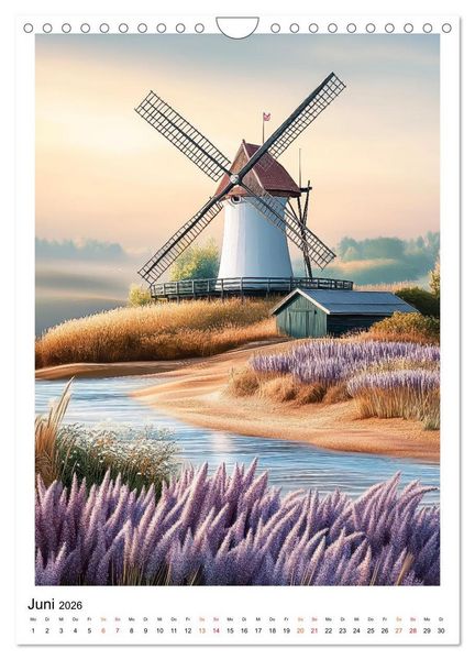 Produktbild: Windm&uuml;hlen - Im Wind der Zeit (Wandkalender 2026 DIN A4 hoch), CALVENDO Monatskalender