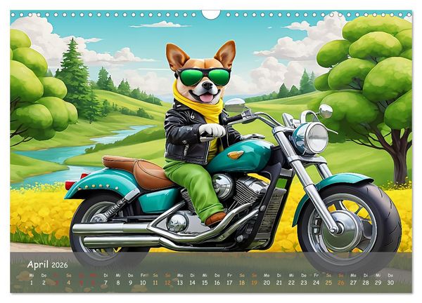 Produktbild: Tierische Motorradfahrer (Wandkalender 2026 DIN A3 quer), CALVENDO Monatskalender