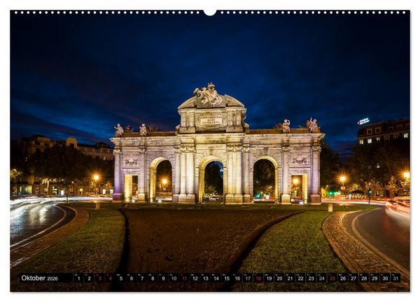 Produktbild: Madrid bei Nacht (hochwertiger Premium Wandkalender 2026 DIN A2 quer), Kunstdruck in Hochglanz