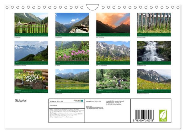 Produktbild: Stubaital (Wandkalender 2026 DIN A4 quer), CALVENDO Monatskalender
