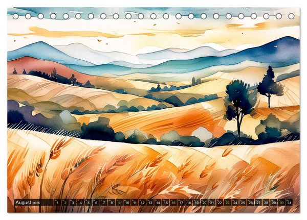 Produktbild: Die Natur in Aquarellbildern (Tischkalender 2026 DIN A5 quer), CALVENDO Monatskalender