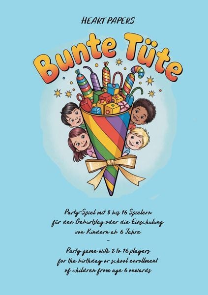 Produktbild: Bunte T&uuml;te Party-Spiel mit 8 bis 16 Spielern f&uuml;r den Geburtstag oder die Einschulung von Kindern ab 6 Jahre - Party game with 8 to 16 players for the