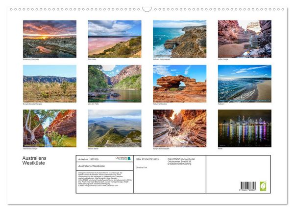 Produktbild: Australiens Westk&uuml;ste (Wandkalender 2026 DIN A2 quer), CALVENDO Monatskalender