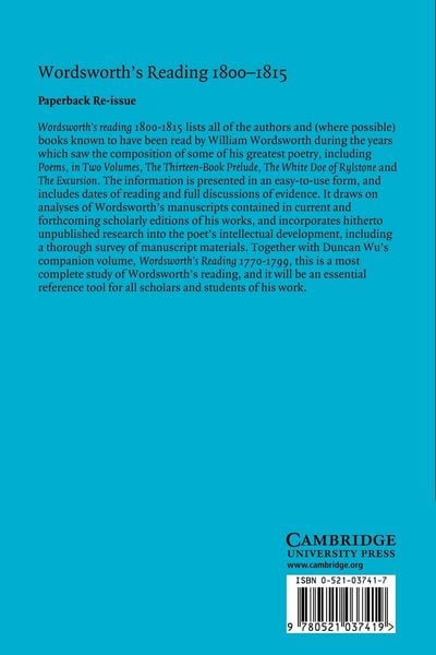 Produktbild: Wordsworth's Reading 1800 1815