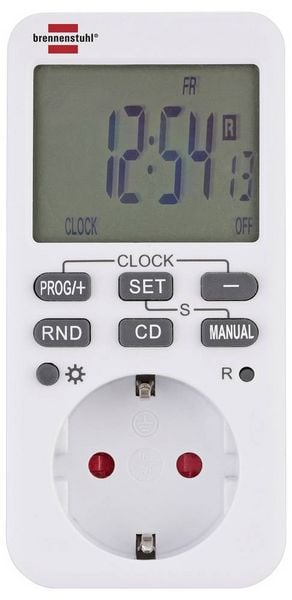 Produktbild: Brennenstuhl 1506320 Zeitschaltuhr digital Wochenprogramm 3600 W IP20 Countdown-Funktion, Dauerbetrieb, EIN/AUTO/AUS-Programm, Zufallsfunktion, Time