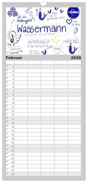 Produktbild: Familienplaner 2026 - Sternzeichen-Kalender mit 5 Spalten (Wandkalender, 21 x 45 cm) CALVENDO