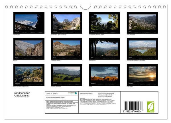Produktbild: Landschaften Andalusiens (Wandkalender 2026 DIN A4 quer), CALVENDO Monatskalender