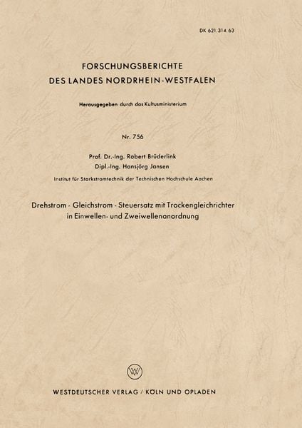 Produktbild: Drehstrom &mdash; Gleichstrom &mdash; Steuersatz mit Trockengleichrichter in Einwellen- und Zweiwellenanordnung