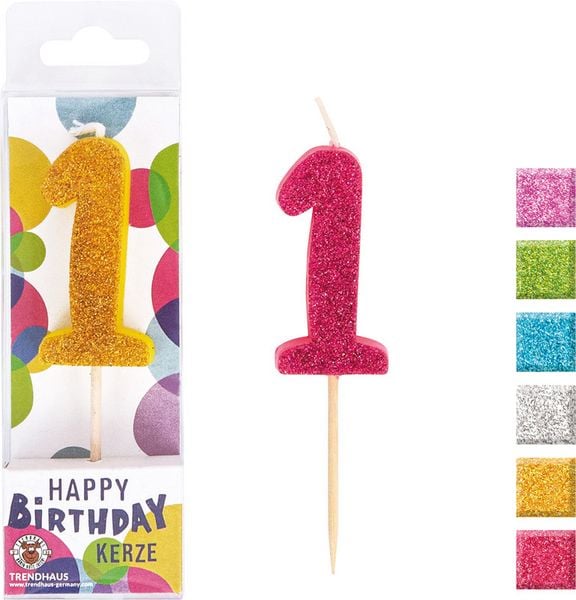 Produktbild: TRENDHAUS&reg; Zahlenkerzen Birthday Fun Glitter Mini, 1