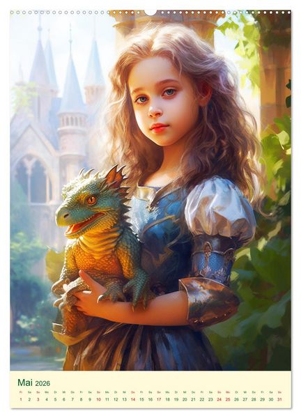 Produktbild: Die Drachenkinder. Eine magische Reise ins Reich der Fantasie (hochwertiger Premium Wandkalender 2026 DIN A2 hoch), Kunstdruck in Hochglanz