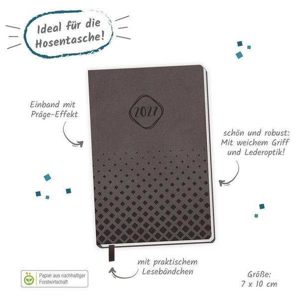 Produktbild: TR&Ouml;TSCH - Taschenkalender A7 Soft Touch Anthrazit 2027