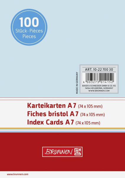 Produktbild: Brunnen Karteikarte A7 unlin bl 100St