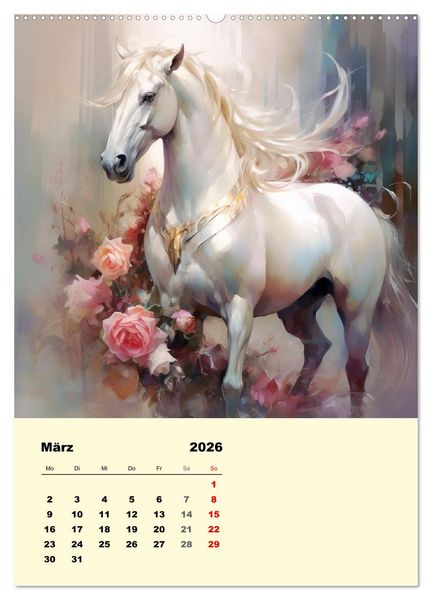Produktbild: Pferde im romantischen Barockstil (Wandkalender 2026 DIN A2 hoch), CALVENDO Monatskalender