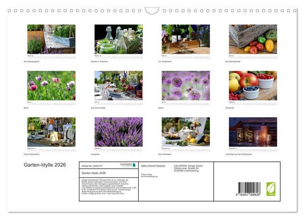 Produktbild: Garten-Idylle 2026 (Wandkalender 2026 DIN A3 quer), CALVENDO Monatskalender