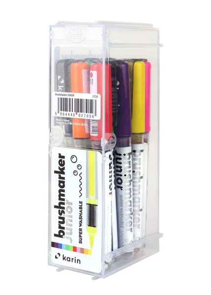 KARIN Marker Brushmarker JUNIOR Basic Colours + blender, 12 Farben