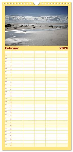 Produktbild: Familienplaner 2026 - Amrum, die Perle in der Nordsee mit 5 Spalten (Wandkalender, 21 x 45 cm) CALVENDO