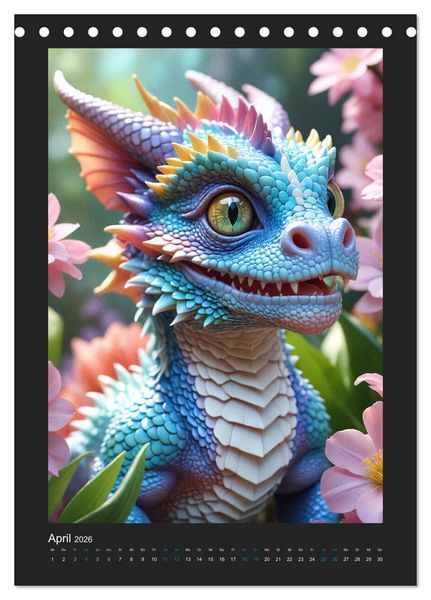 Produktbild: Verzauberte Drachen: Ein Jahr voll kleiner Wunder! (Tischkalender 2026 DIN A5 hoch), CALVENDO Monatskalender