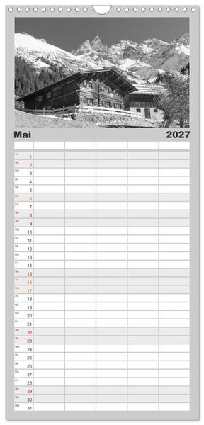 Produktbild: Familienplaner 2027 - Traumhafte Allg&auml;uer Alpen mit 5 Spalten (Wandkalender, 21 x 45 cm) CALVENDO