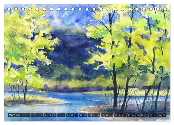 Produktbild: Landschaft in Aquarell (Tischkalender 2026 DIN A5 quer), CALVENDO Monatskalender
