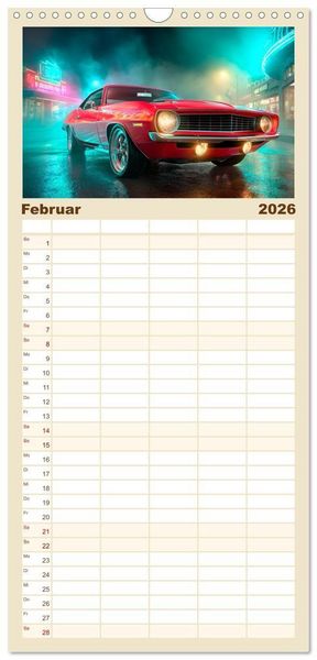 Produktbild: Familienplaner 2026 - Amerikas rollende Legenden &ndash; Retro-Design trifft Nostalgie mit 5 Spalten (Wandkalender, 21 x 45 cm) CALVENDO