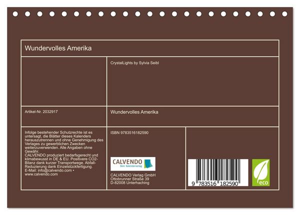 Produktbild: Wundervolles Amerika (Tischkalender 2026 DIN A5 quer), CALVENDO Monatskalender