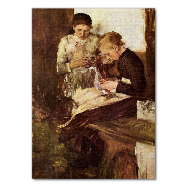 Produktbild: Lais Puzzle Wilhelm Maria Hubertus Leibl - Strickende M&auml;dchen auf der Ofenbank 1000 Teile