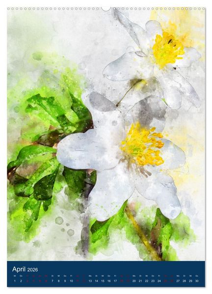 Produktbild: Wilde Blumen - Illustrierter Bl&uuml;tenzauber der Pflanzenwelt (hochwertiger Premium Wandkalender 2026 DIN A2 hoch), Kunstdruck in Hochglanz