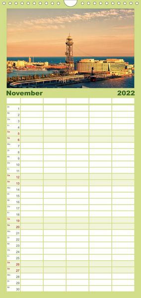 Produktbild: Familienplaner Barcelona - Stadtansichten (Wandkalender 2022 , 21 cm x 45 cm, hoch)