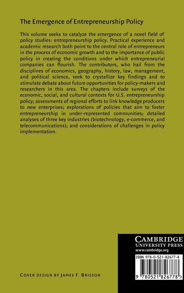 Produktbild: The Emergence of Entrepreneurship Policy