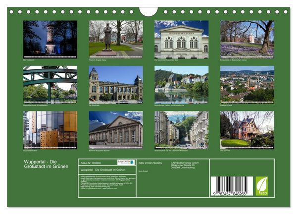 Produktbild: Wuppertal - Die Gro&szlig;stadt im Gr&uuml;nen (Wandkalender 2026 DIN A4 quer), CALVENDO Monatskalender