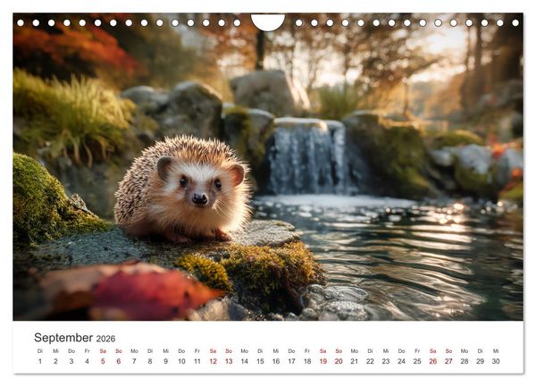 Produktbild: Rund, stachlig, munter - Ein Jahr mit Igeln (Wandkalender 2026 DIN A4 quer), CALVENDO Monatskalender