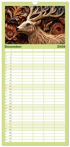 Produktbild: Familienplaner 2026 - Quilling Inspirationen mit 5 Spalten (Wandkalender, 21 x 45 cm) CALVENDO