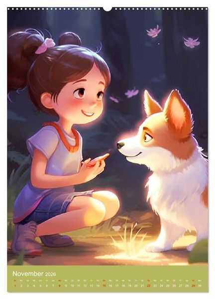 Produktbild: Ein Jahr voller Liebe. Manga-M&auml;dchen und ihre treuen Gef&auml;hrten (Wandkalender 2026 DIN A2 hoch), CALVENDO Monatskalender