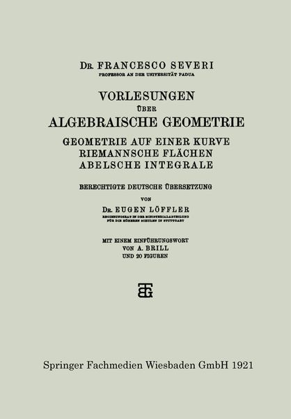 Produktbild: Vorlesungen &uuml;ber Algebraische Geometrie