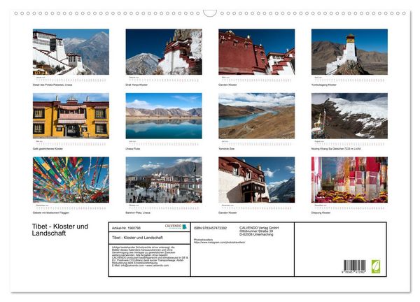 Produktbild: Tibet - Kloster und Landschaft (Wandkalender 2026 DIN A2 quer), CALVENDO Monatskalender