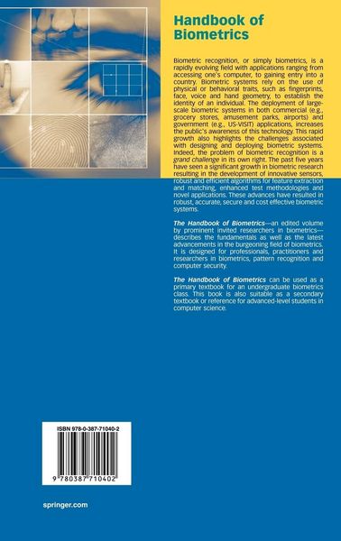 Produktbild: Handbook of Biometrics