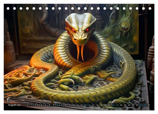 Produktbild: Jahr der Schlange - Illustrationen des chinesischen Tierkreiszeichens (Tischkalender 2026 DIN A5 quer), CALVENDO Monatskalender