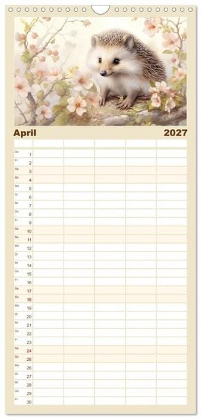 Produktbild: Familienplaner 2027 - Tierisch s&uuml;&szlig;! mit 5 Spalten (Wandkalender, 21 x 45 cm) CALVENDO