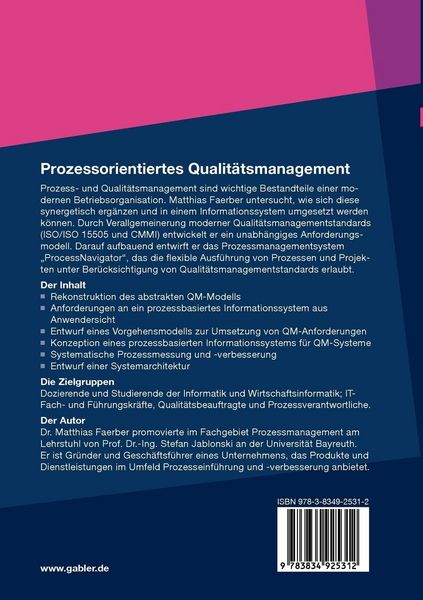 Produktbild: Prozessorientiertes Qualit&auml;tsmanagement