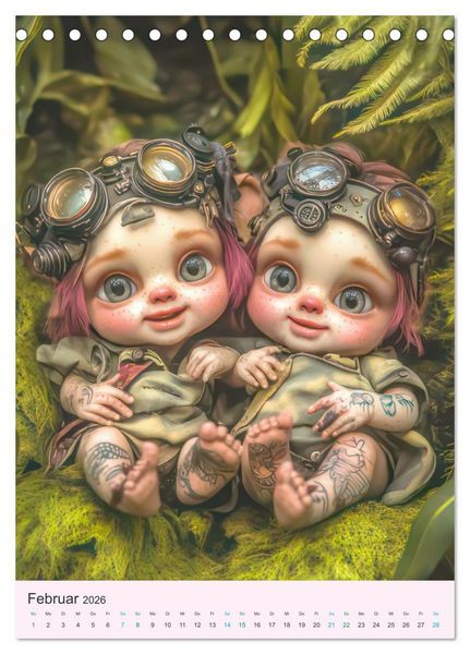 Produktbild: Steampunk Puppen &ndash; Zauberhafte Puppenfiguren (Tischkalender 2026 DIN A5 hoch), CALVENDO Monatskalender