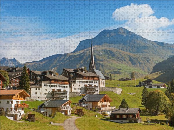 Produktbild: CALVENDO Puzzle Schweizer Alpendorf Sankt Ant&ouml;nien im Pr&auml;ttigau | 1000 Teile Lege-Gr&ouml;&szlig;e 64x48cm Foto-Puzzle f&uuml;r gl&uuml;ckliche Stunden