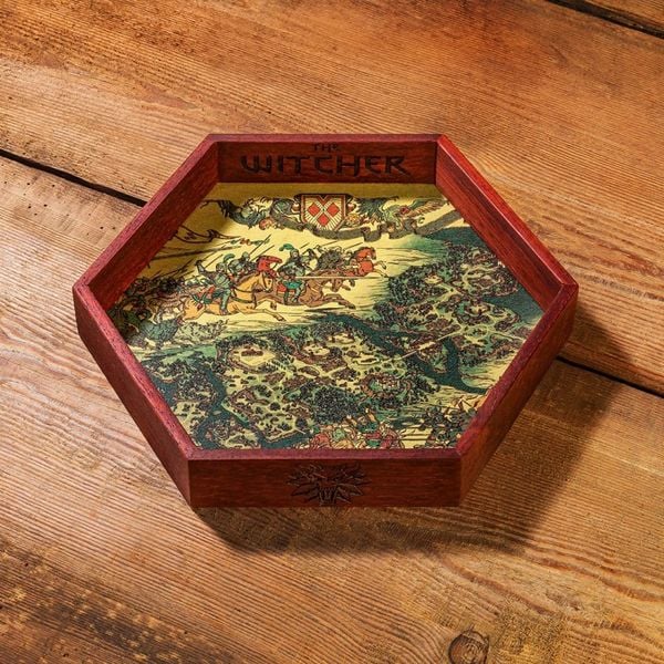 Q-Workshop QWO98352 - The Witcher Wooden Dice Tray, Würfelschale, Holz, 200x230x35 mm